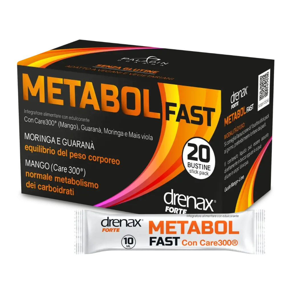Drenax Forte Metabol Fast – Drenax, 20 stick pack da 10 ml, gusto mango-lime