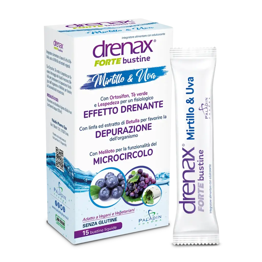 Drenax Forte Drenante Mirtillo Bustine Stick Pack – Drenax, 15 stick pack liquidi