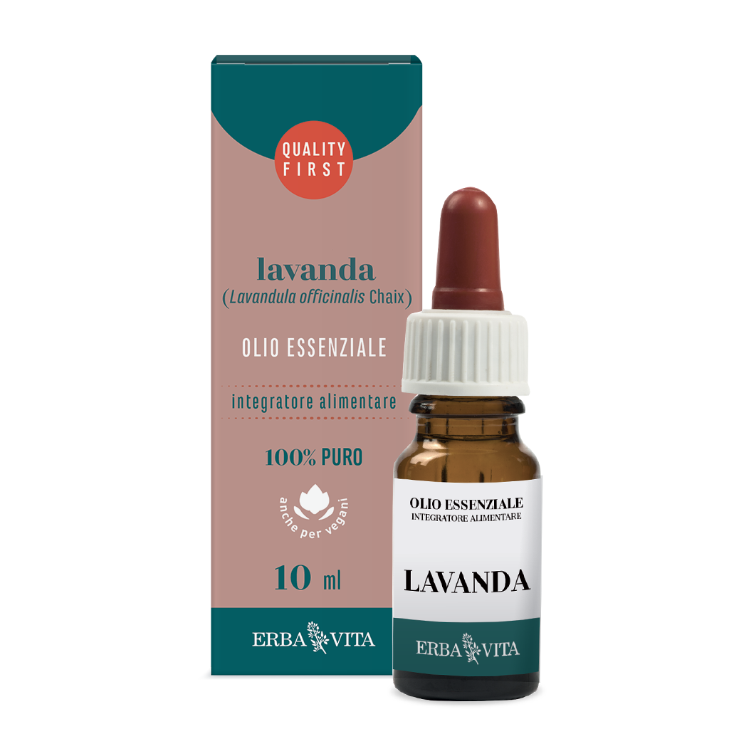 Olio essenziale Lavanda – Erba Vita, flacone contagocce 10 ml