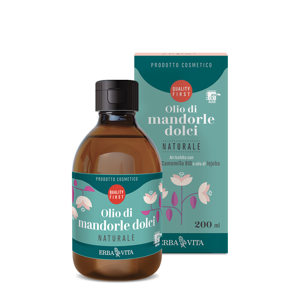 Olio Mandorle Dolci Naturale – Erba Vita, flacone 200 ml